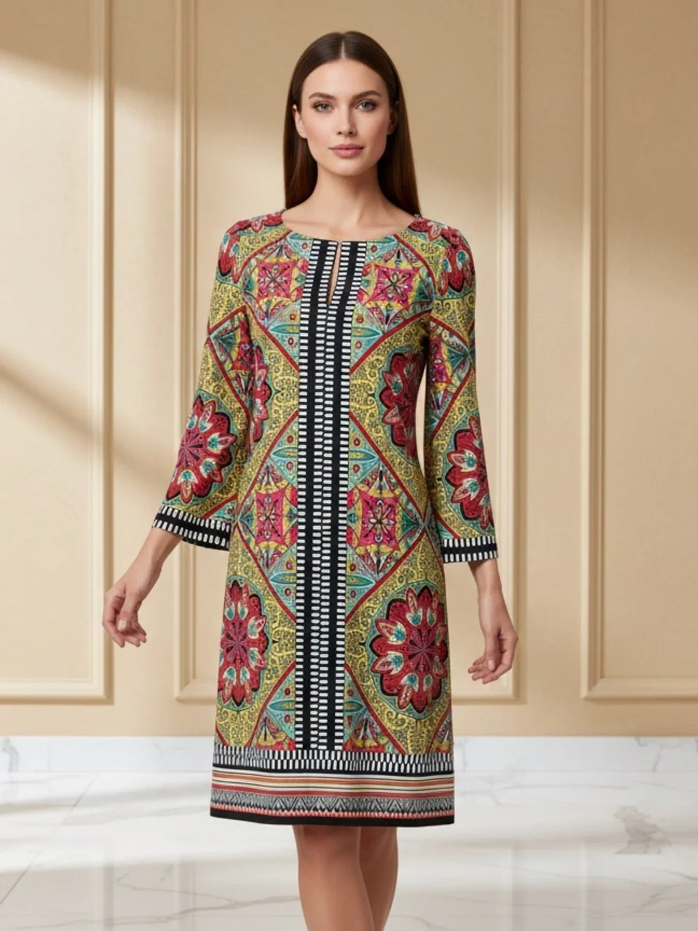 laundry by shelli segal embroidered dress Laundry By Shelli Segal Turn Heads in this Bold & Beautiful Detailed Dress